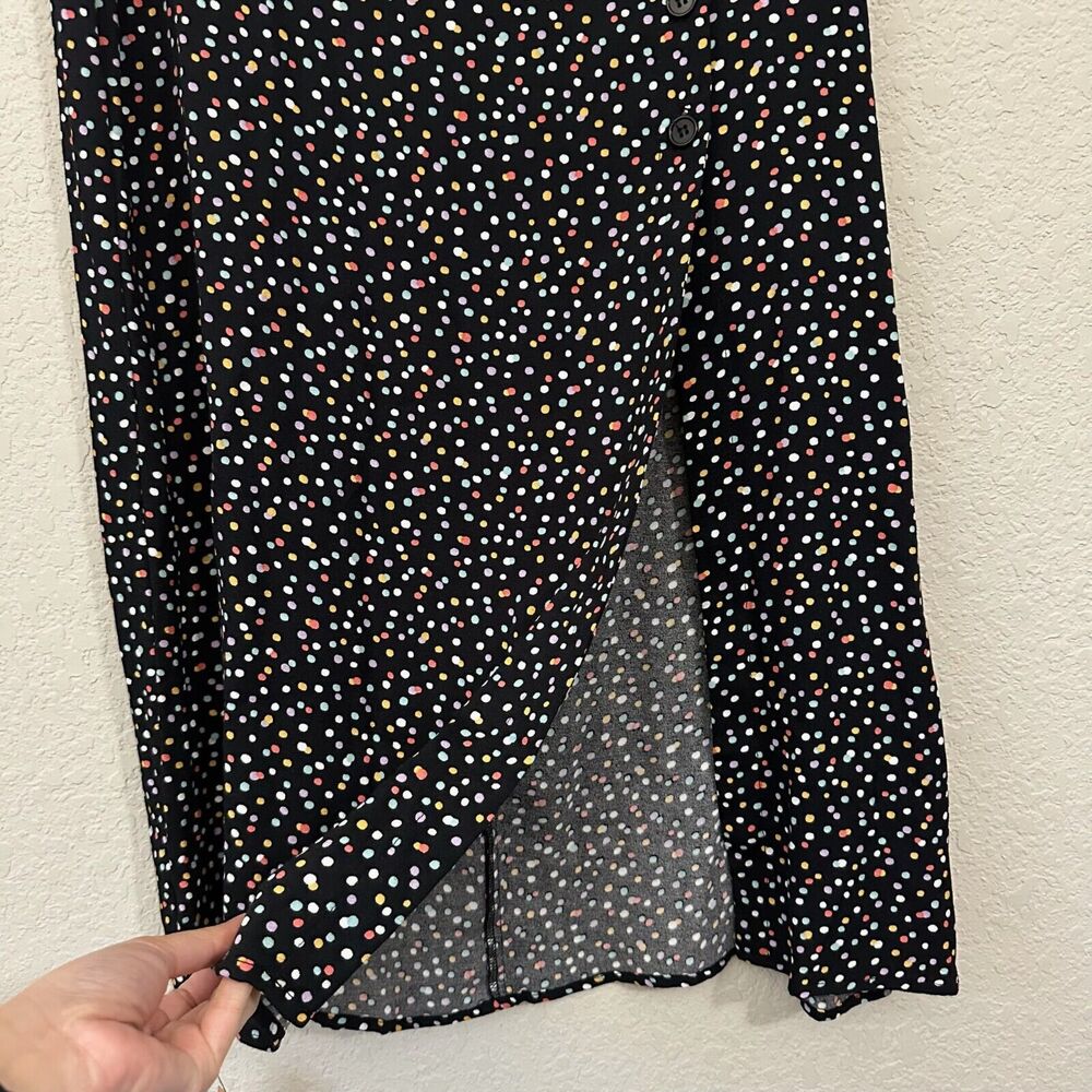 REFORMATION Polka Dot Skirt Black Side Slit Whimsigoth Retro NWT - Picture 5 of 9